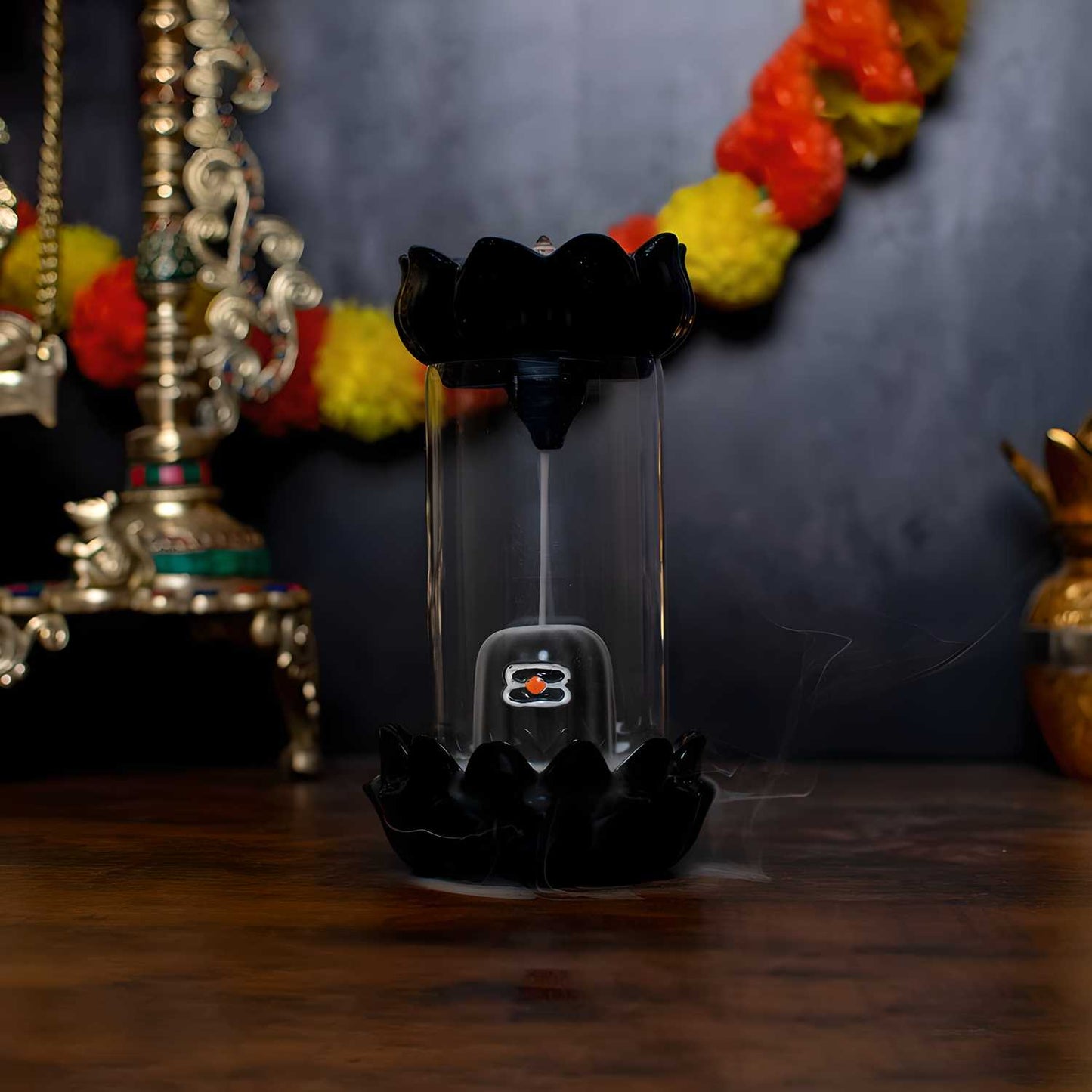 Shiva Linga Smoke Fountain in Glass