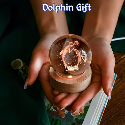 3D Crystal Ball Dolphin Luminous Lamp