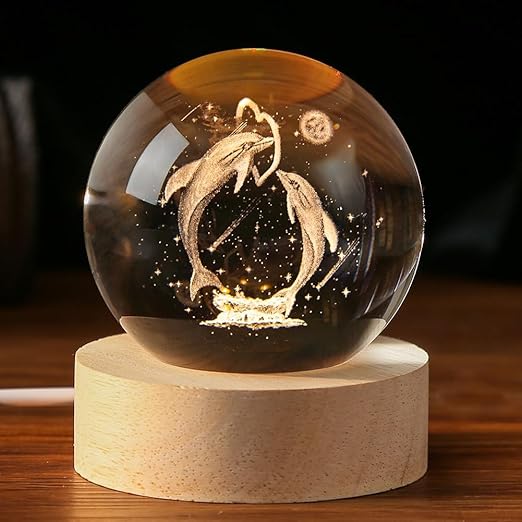 3D Crystal Ball Dolphin Luminous Lamp