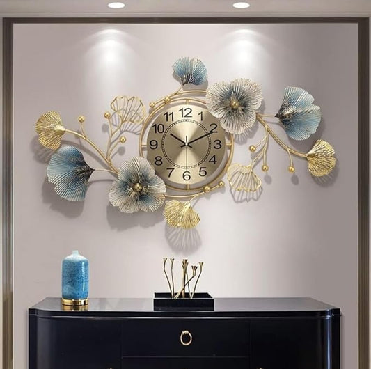 Floral metal hanging wall clock