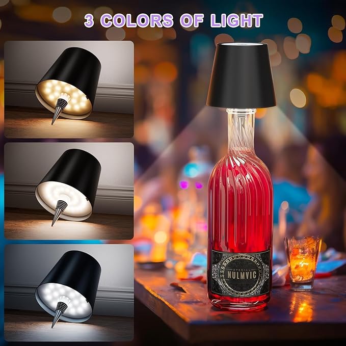 Wireless Bottle Lamp Shade with 3 Color Temperature