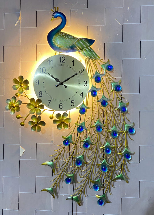 Standing Peacock Metal Wall clock