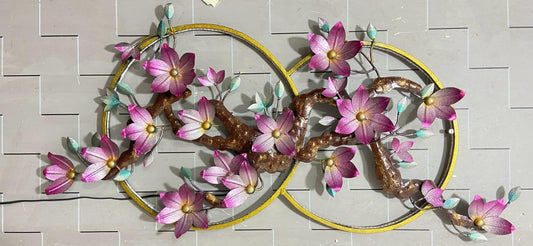 Purple colored flower metal wall art