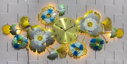 Floral metal hanging wall clock