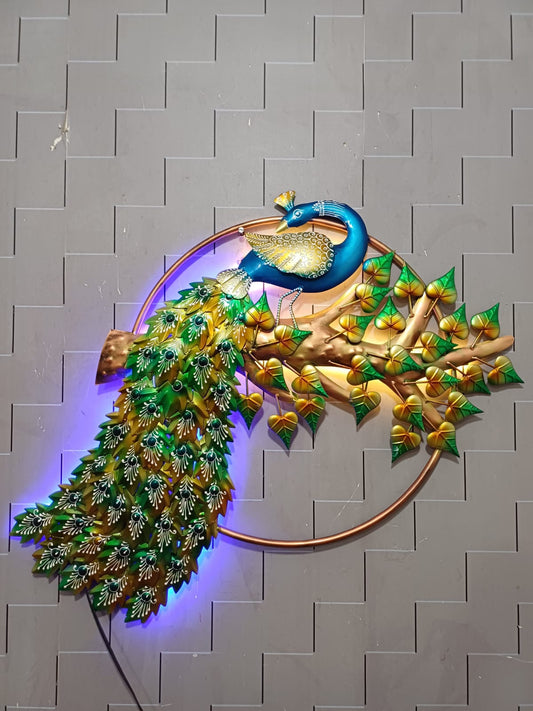 Metal LED Peacock hanging wall decor