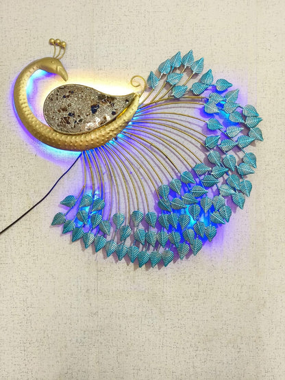 Hanging Peacock with LED lights wall decor