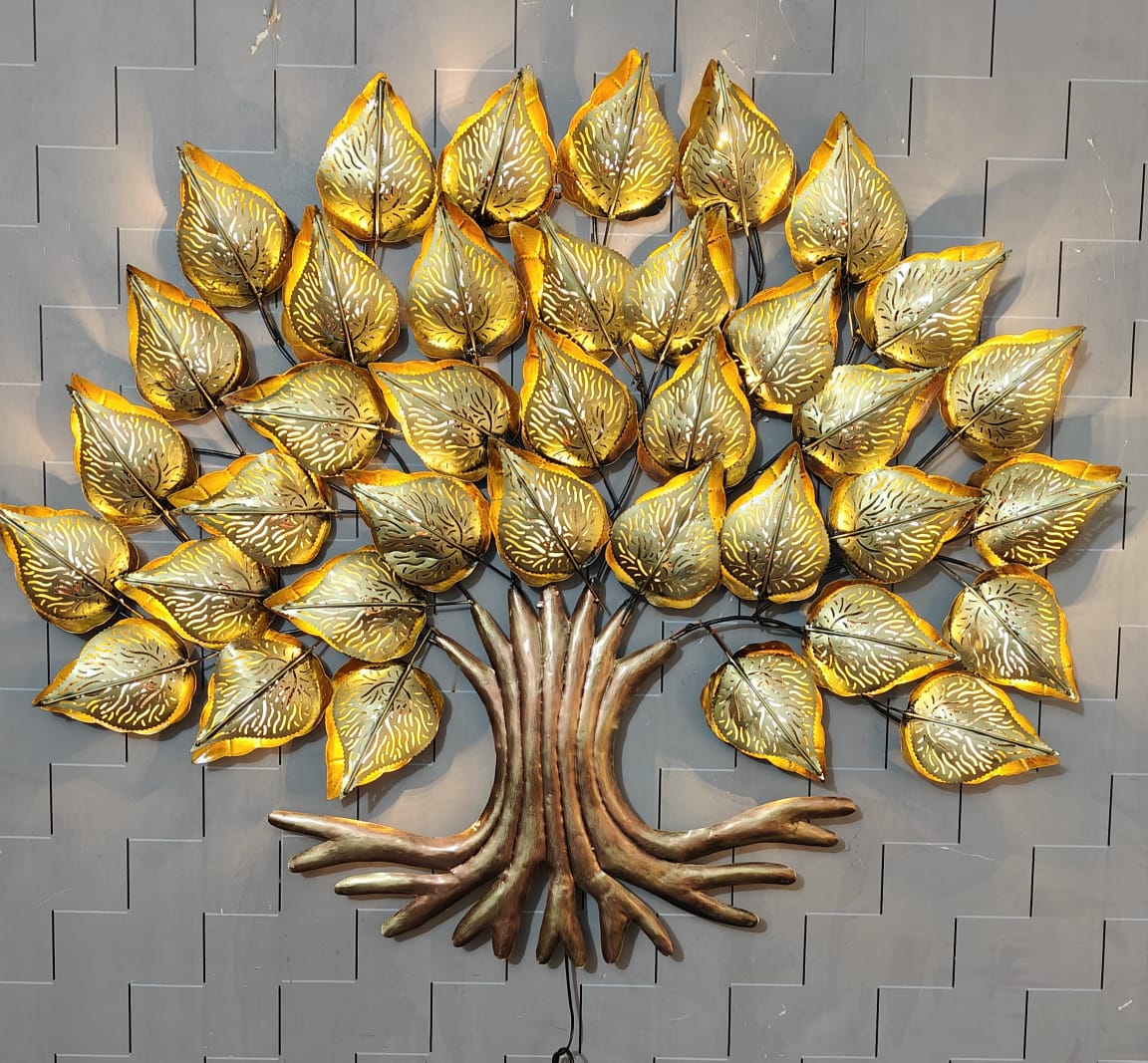 Golden Tree shaped metal wall decor