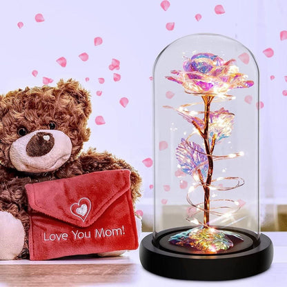 Artificial Rose Lightup in Glass Dome