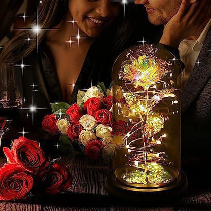 Artificial Rose Lightup in Glass Dome