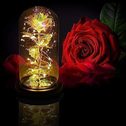 Artificial Rose Lightup in Glass Dome