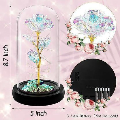 Artificial Rose Lightup in Glass Dome