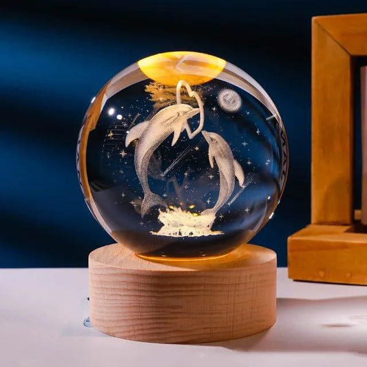 3D Crystal Ball Dolphin Luminous Lamp